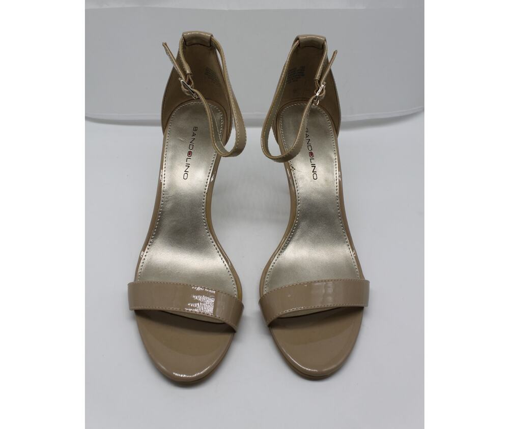 NWOT Bandolino Neutral Bomadia Ankle Strap 3" Heels Glossy Patent Leather Shoes
